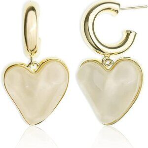 Large Heart 80s Statement Costume Drop Dangle Earrings for Women - Modern Vintag